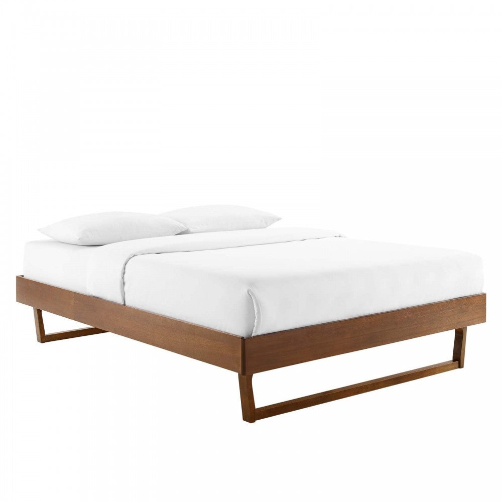 Billie King Wood Platform Bed Frame, Walnut