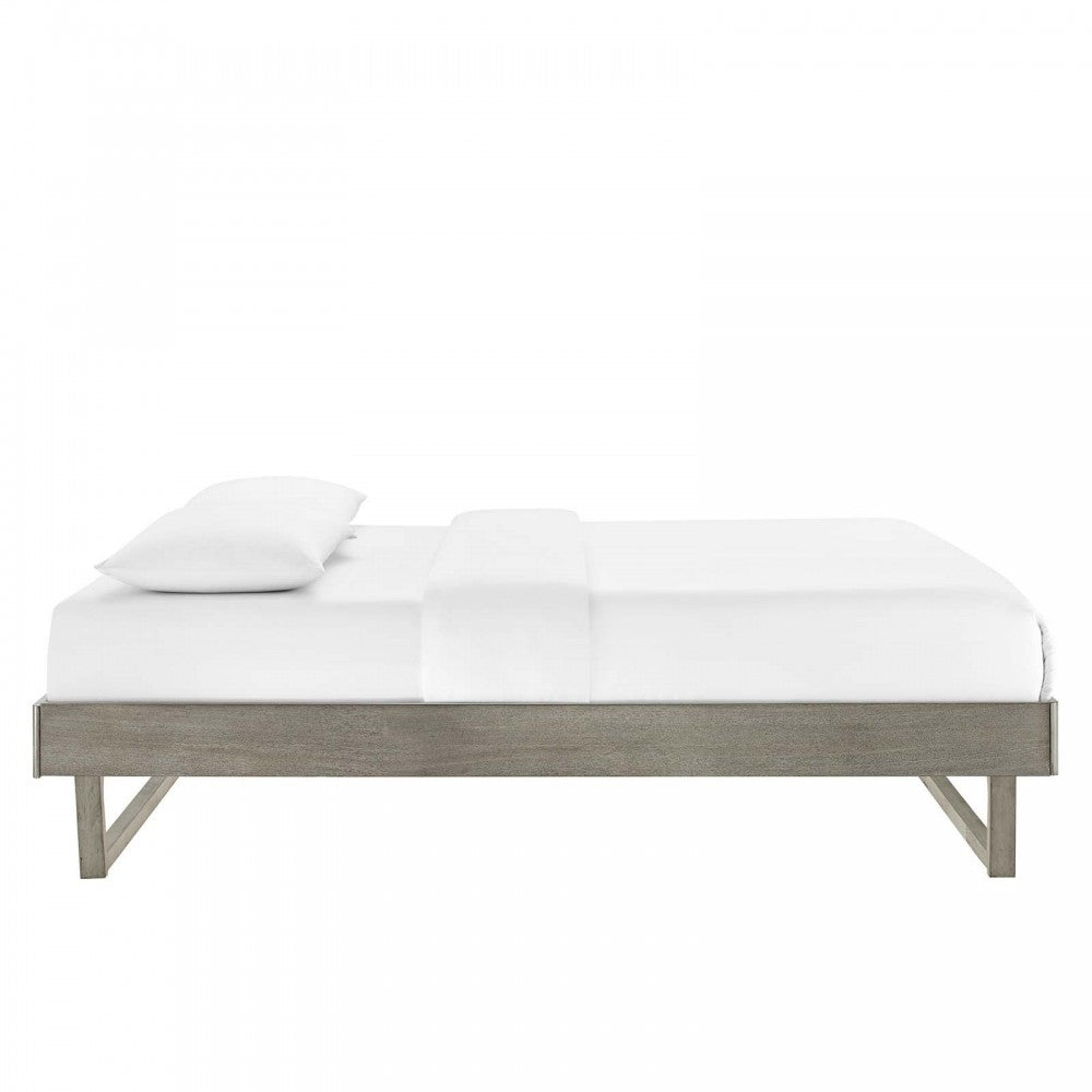 Billie Queen Wood Platform Bed Frame, Gray