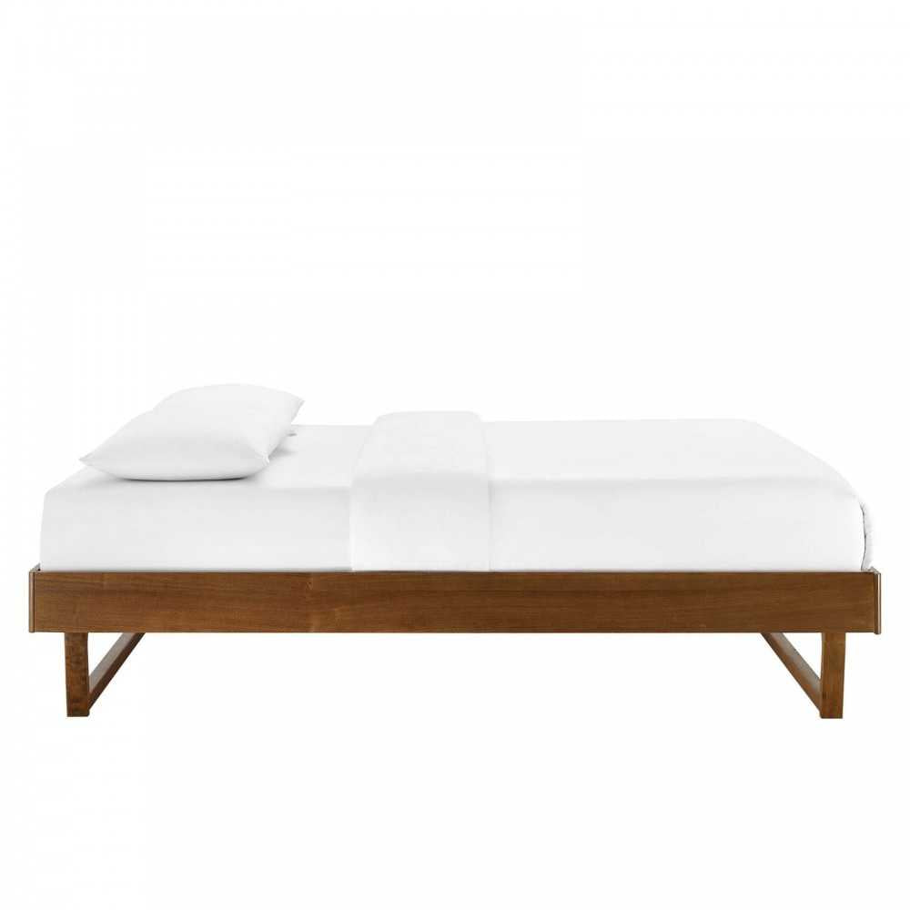 Billie Queen Wood Platform Bed Frame, Walnut