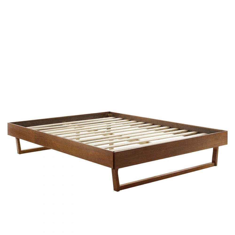 Billie Queen Wood Platform Bed Frame, Walnut