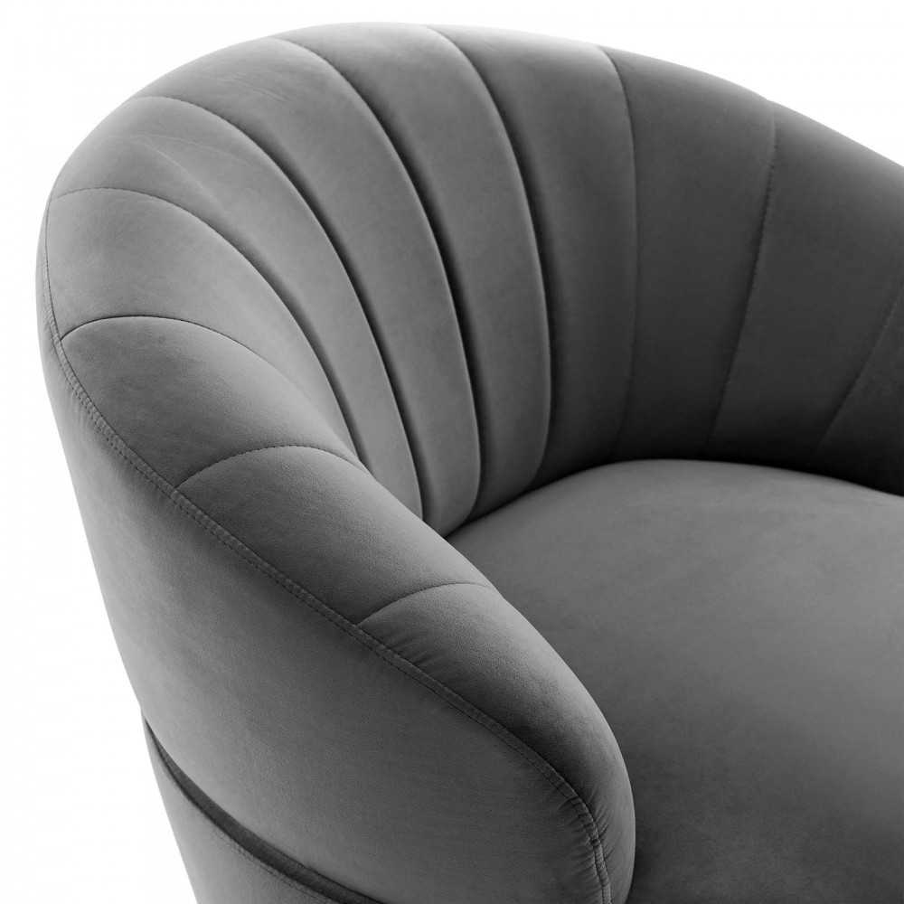 Billow Tufted Performance Velvet Swivel Chair, Gray