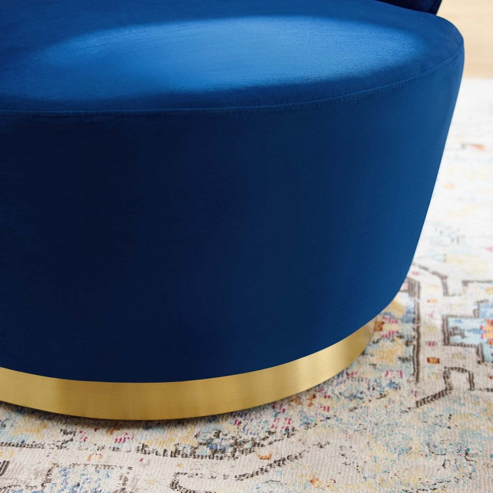 Billow Tufted Performance Velvet Swivel Chair, Navy