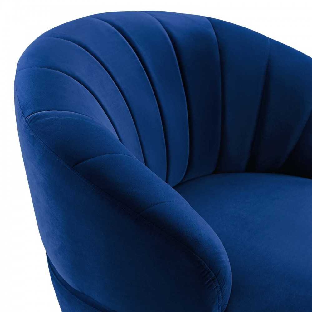 Billow Tufted Performance Velvet Swivel Chair, Navy
