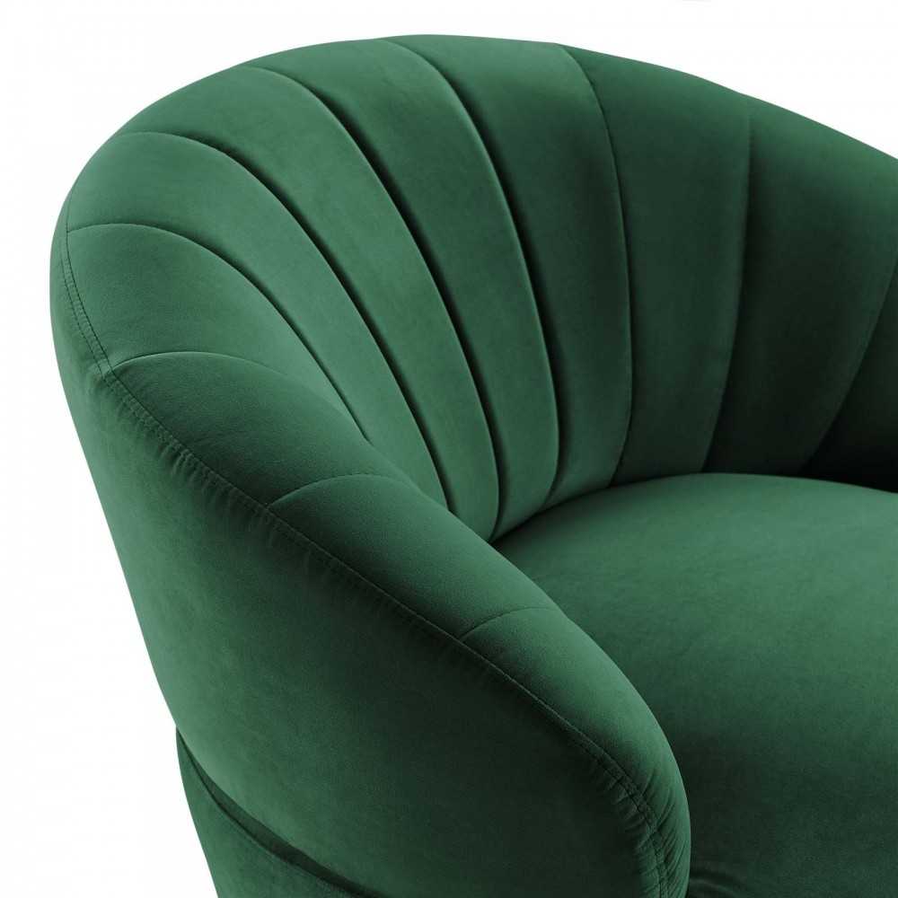 Billow Tufted Performance Velvet Swivel Chair, Emerald
