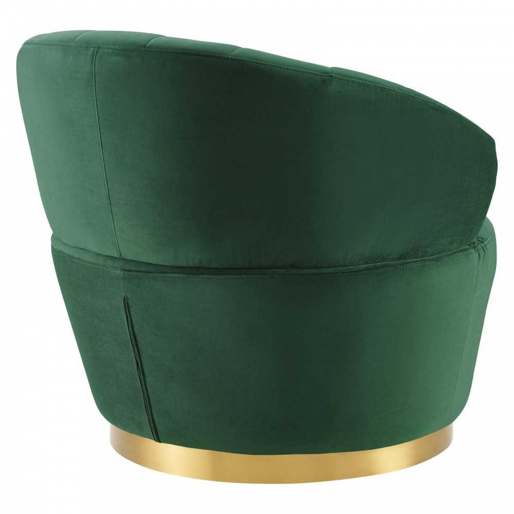 Billow Tufted Performance Velvet Swivel Chair, Emerald