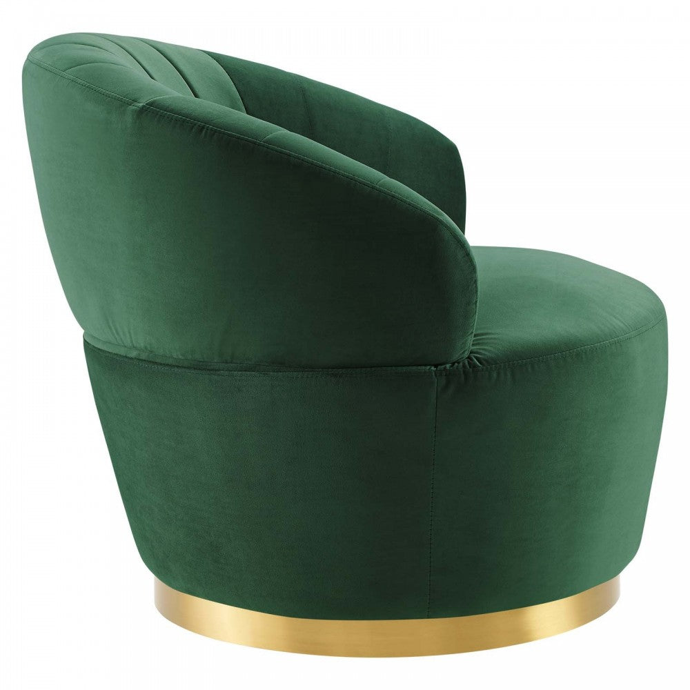 Billow Tufted Performance Velvet Swivel Chair, Emerald