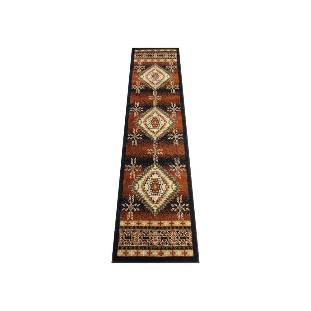 Black 2x7 Southwest Area Rug