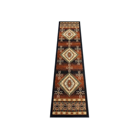 Black 2x7 Southwest Area Rug