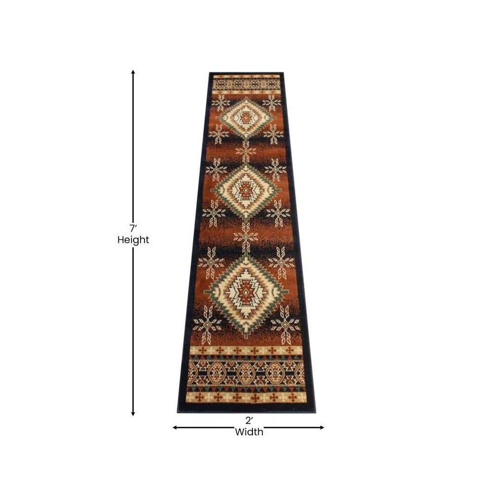 Black 2x7 Southwest Area Rug