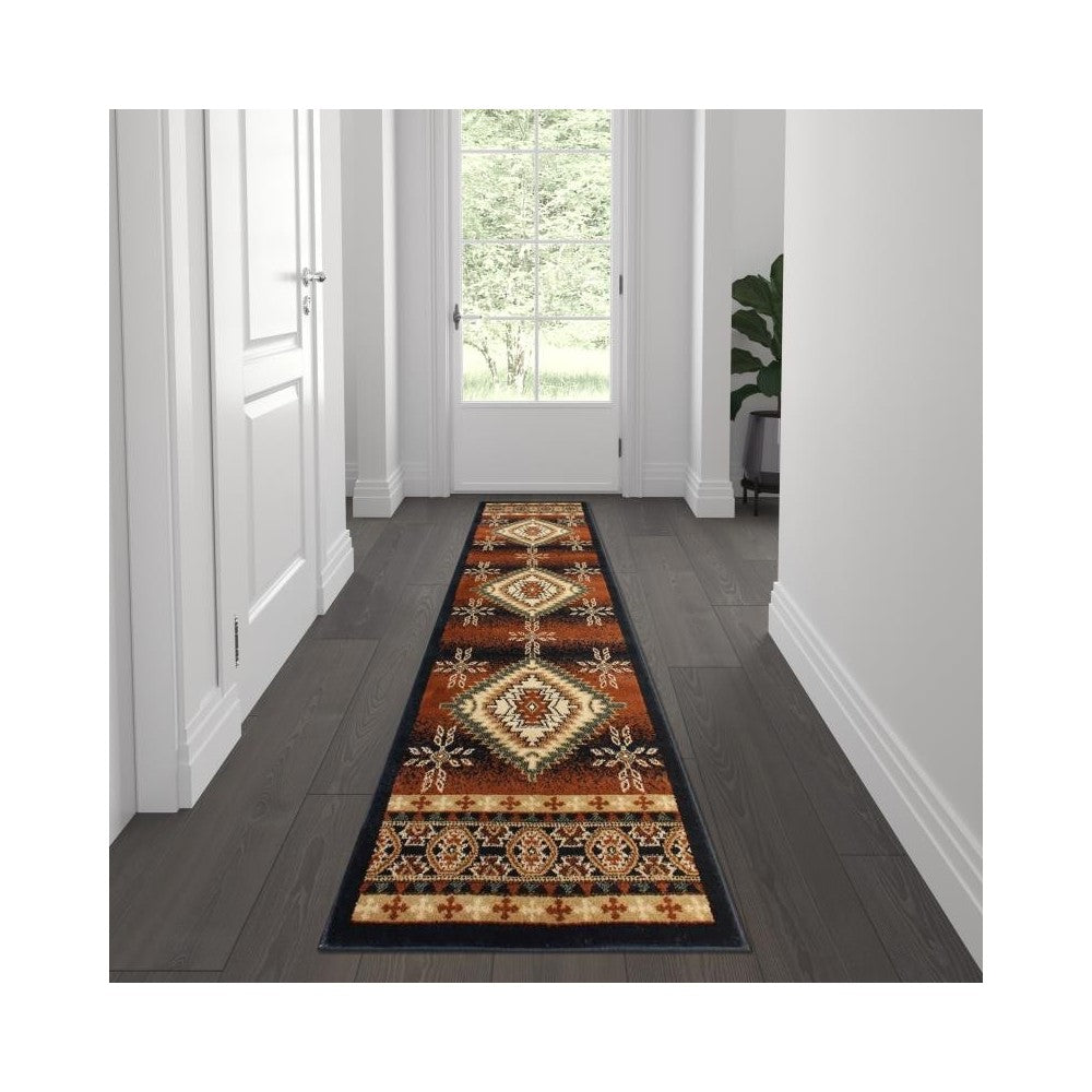 Black 2x7 Southwest Area Rug