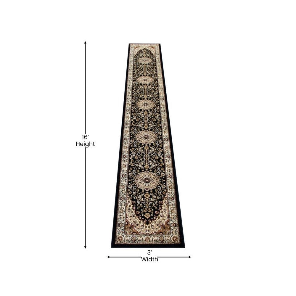 Black 3x20 Persian Area Rug