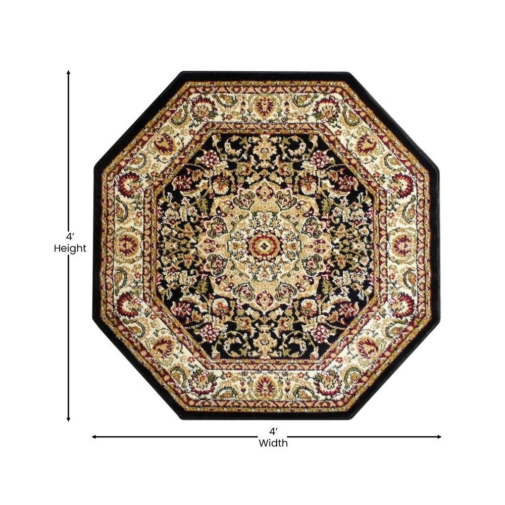 Black 4x4 Persian Area Rug