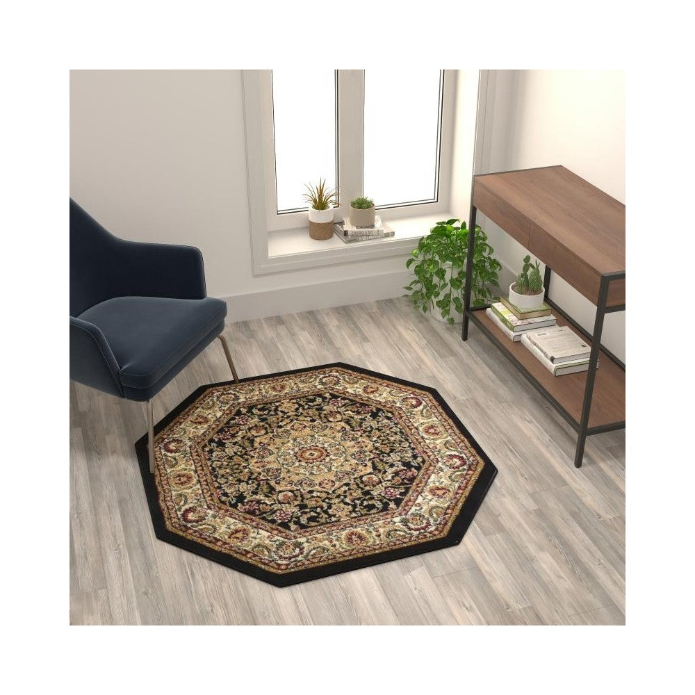 Black 4x4 Persian Area Rug