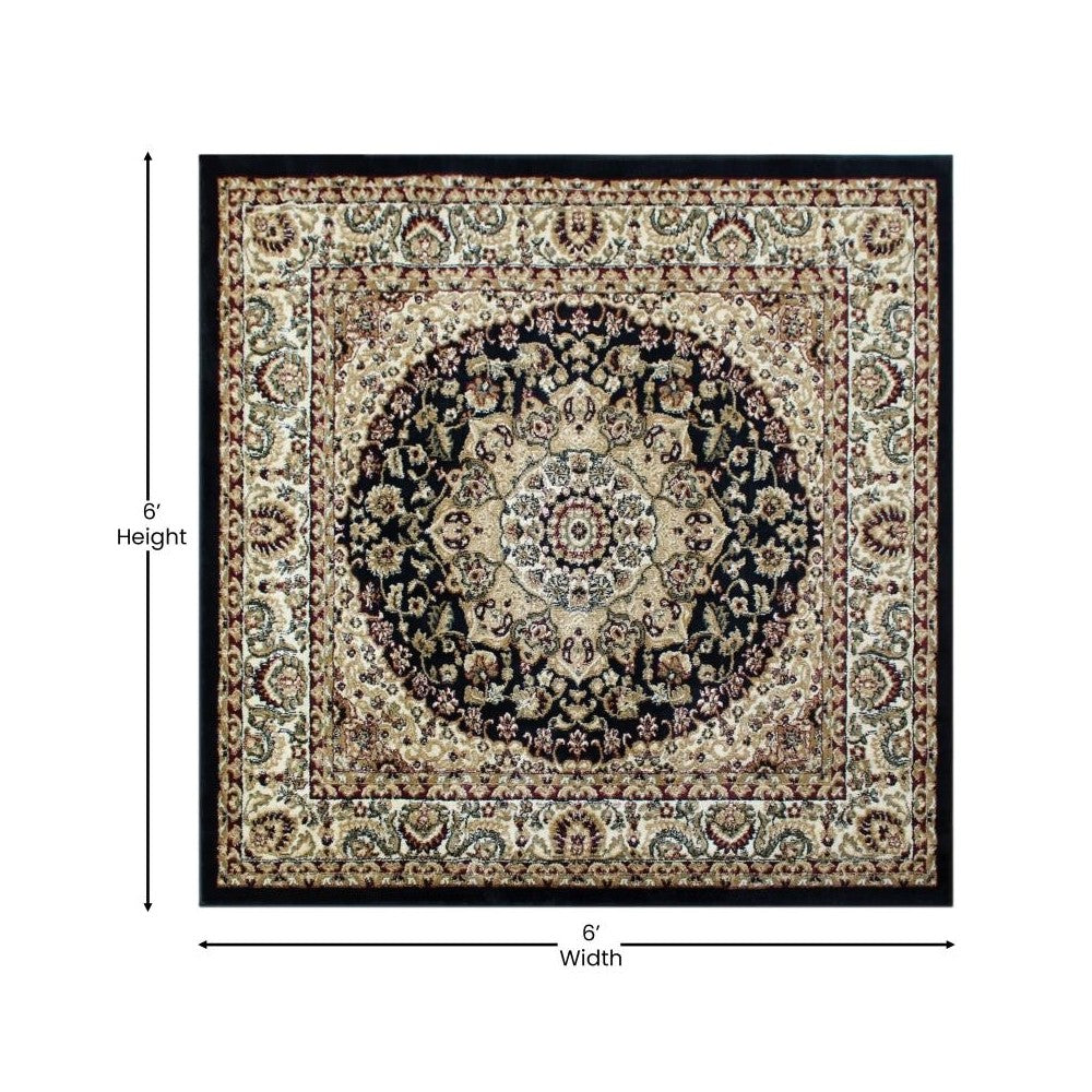Black 5x5 Persian Area Rug