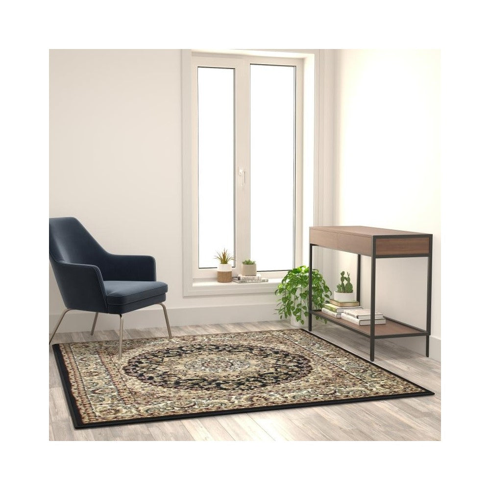 Black 5x5 Persian Area Rug