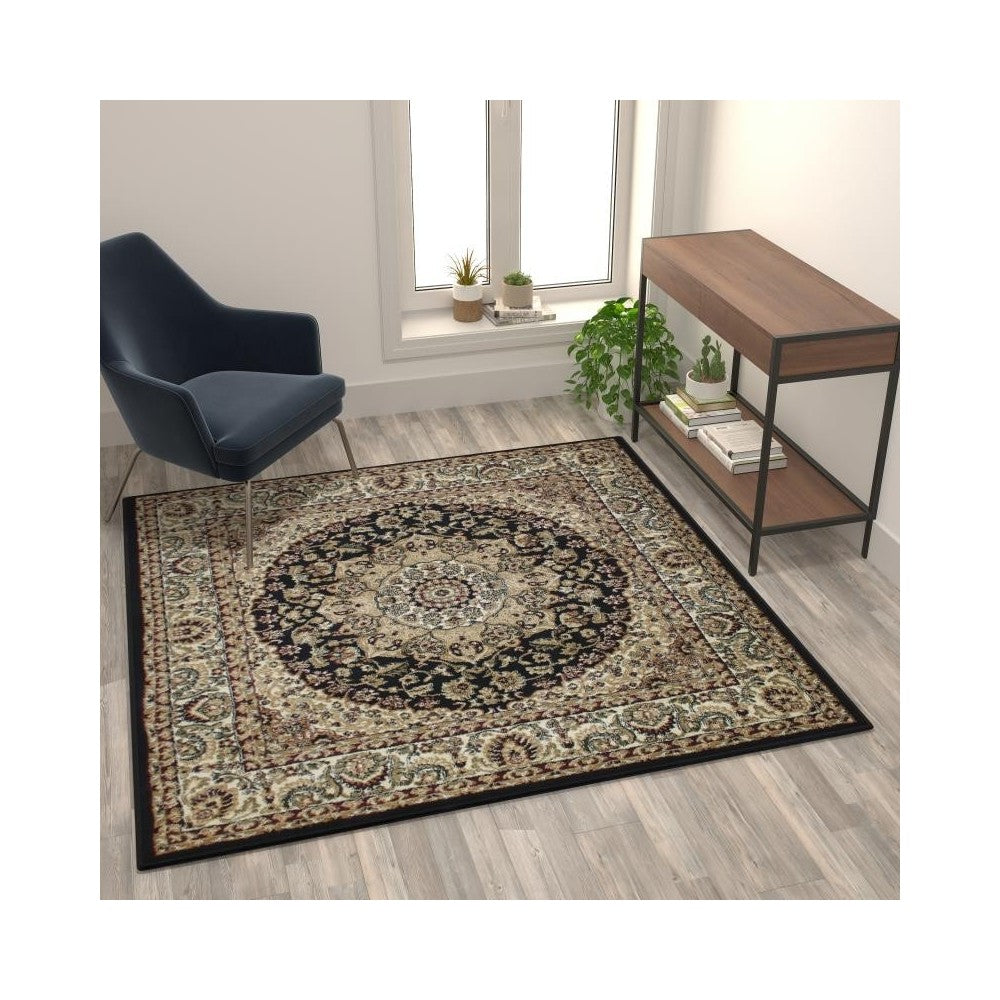 Black 5x5 Persian Area Rug