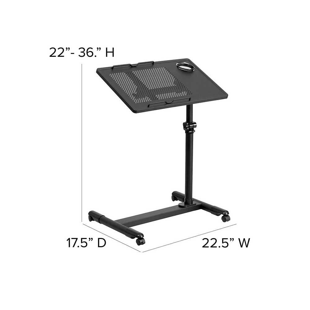 Black Adjustable Height Steel Mobile Computer Desk