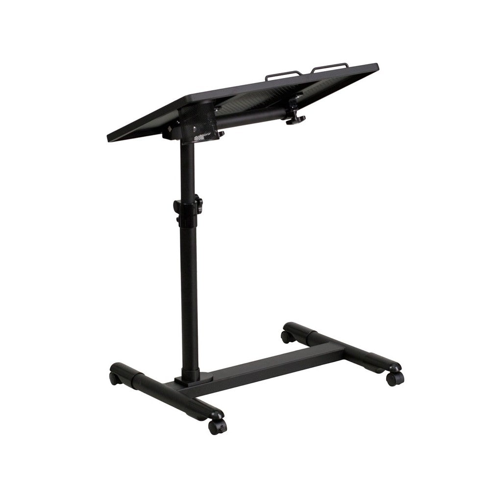 Black Adjustable Height Steel Mobile Computer Desk