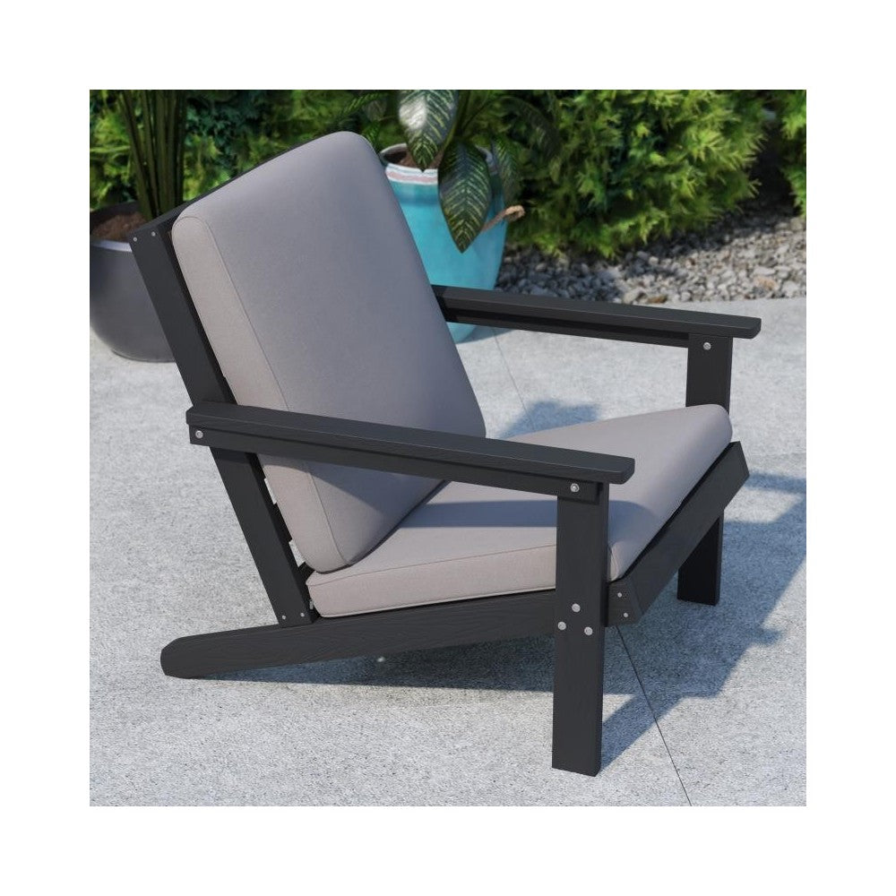Black Chair-Charcoal Cushions