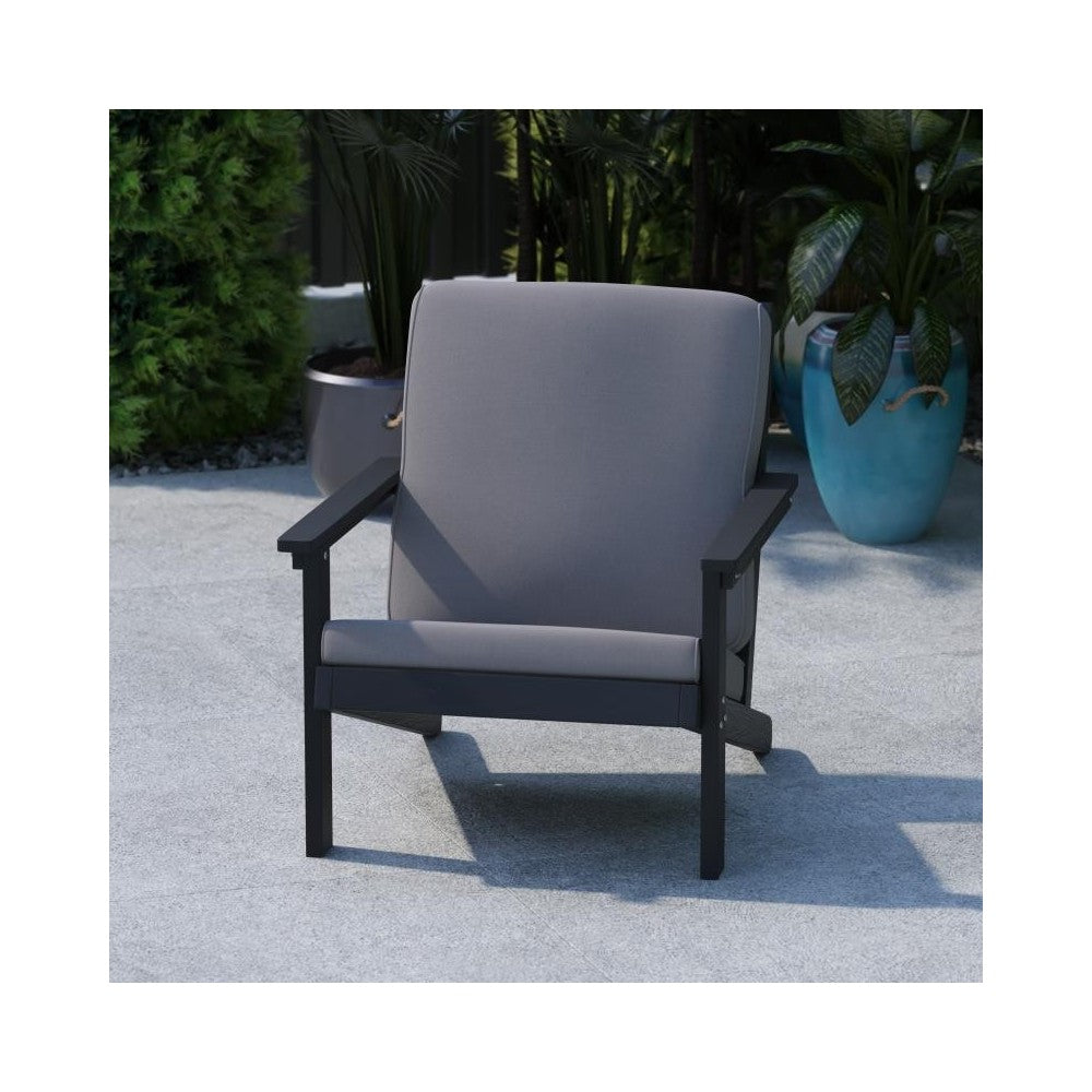 Black Chair-Charcoal Cushions