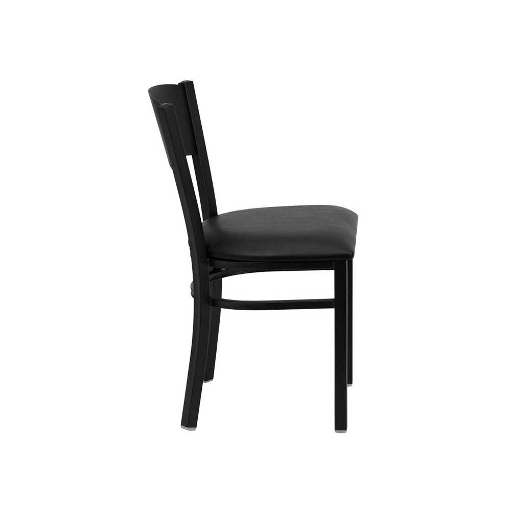 Black Circle Back Metal Restaurant Chair - Black Vinyl Seat