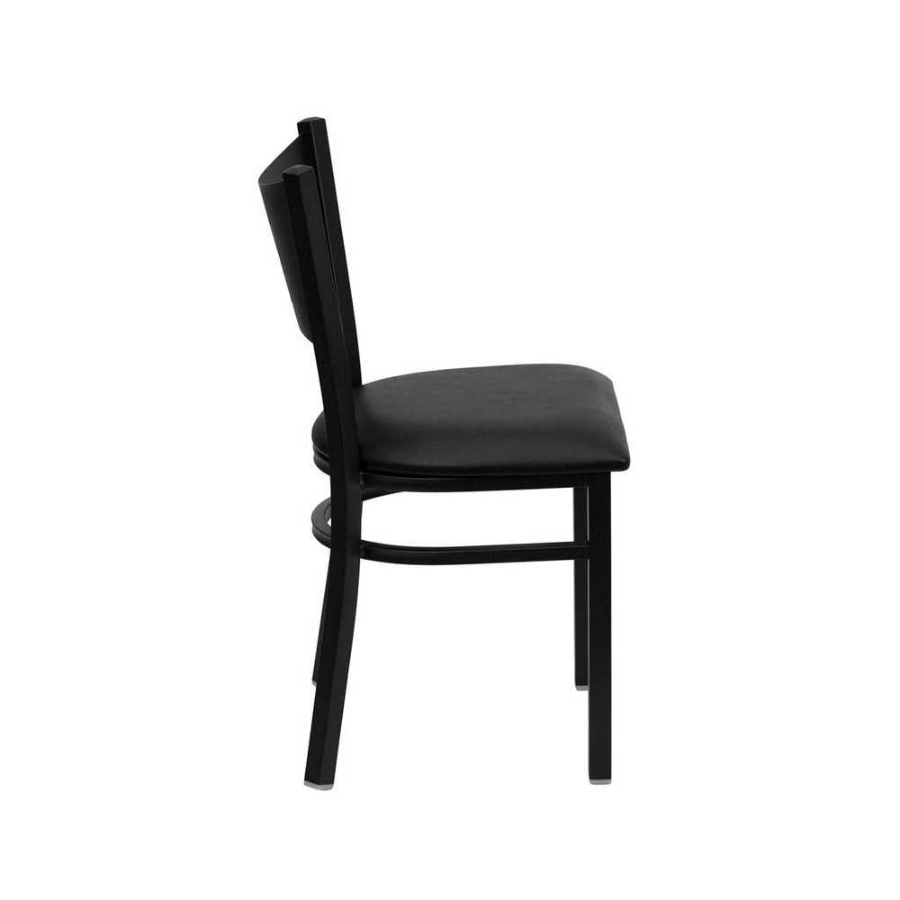 Black Coffee Back Metal Restaurant Chair - Black Vinyl Seat