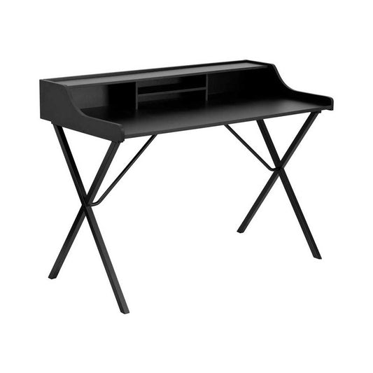 Black Computer Desk with Top Shelf