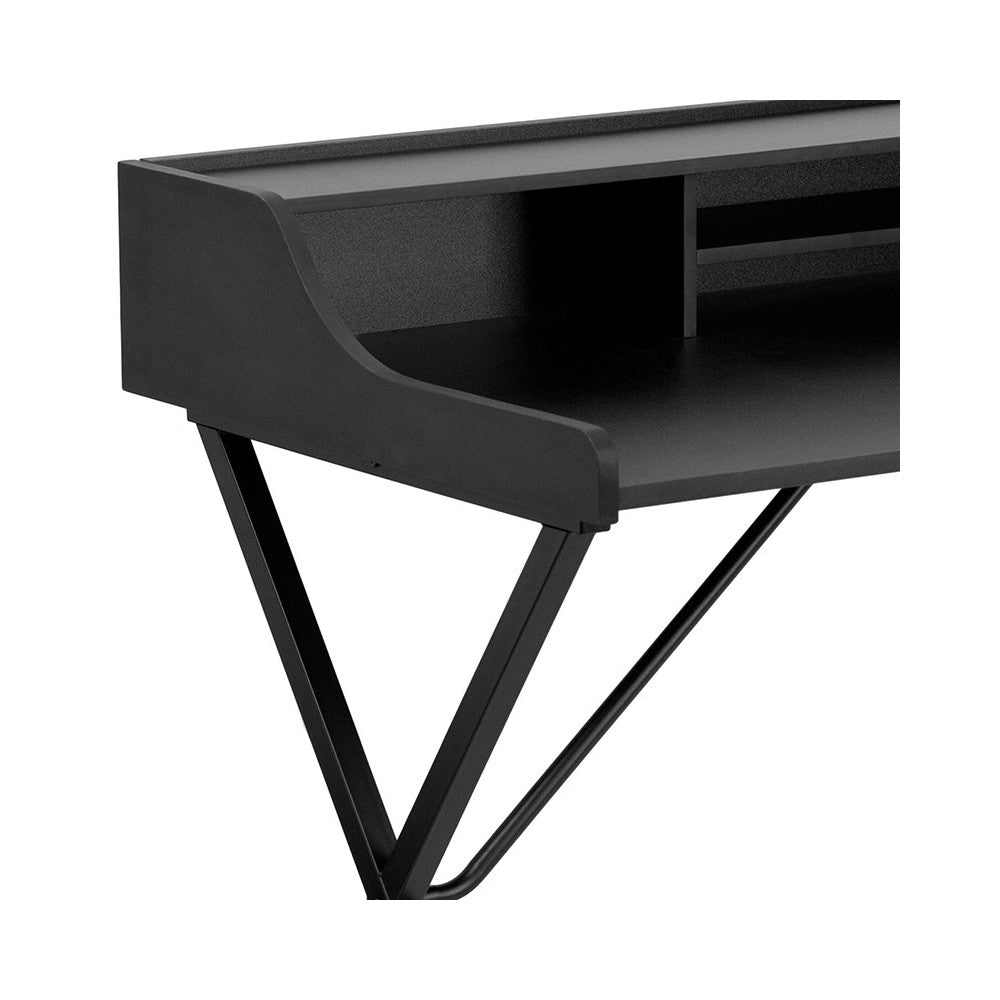 Black Computer Desk with Top Shelf