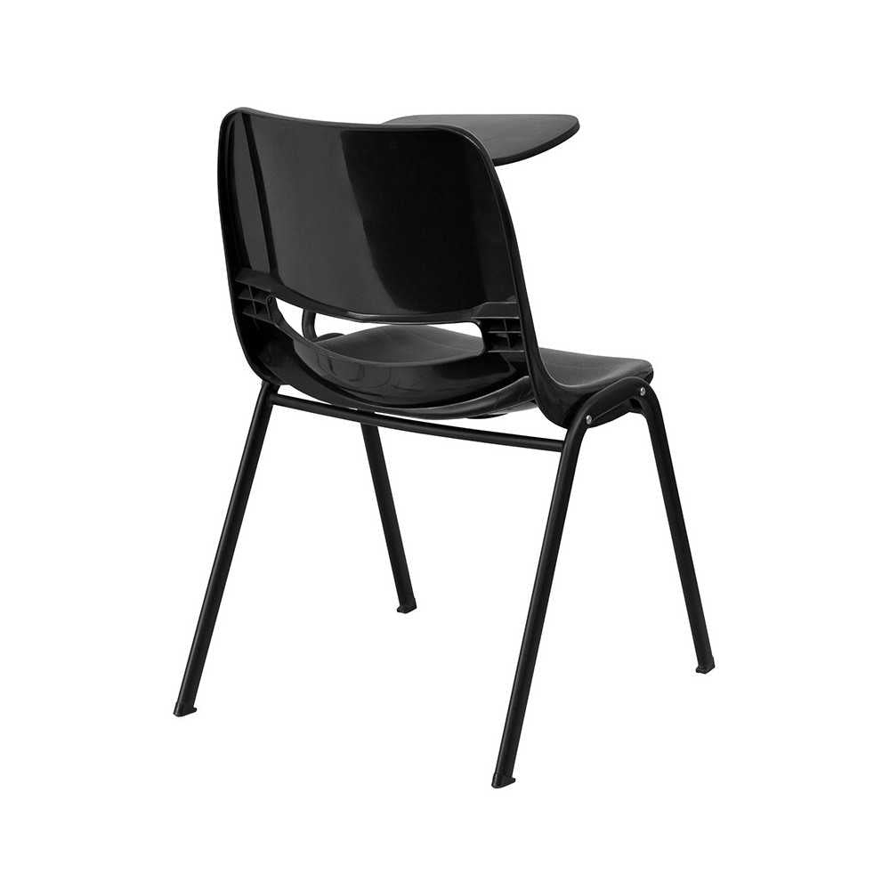 Black Ergonomic Shell Chair with Left Handed Flip-Up Tablet Arm