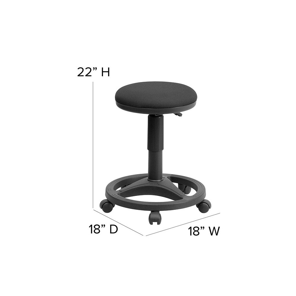 Black Ergonomic Stool with Foot Ring