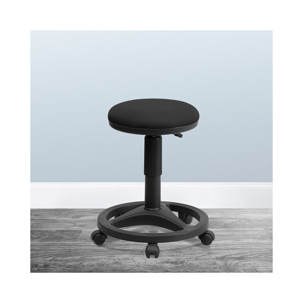 Black Ergonomic Stool with Foot Ring