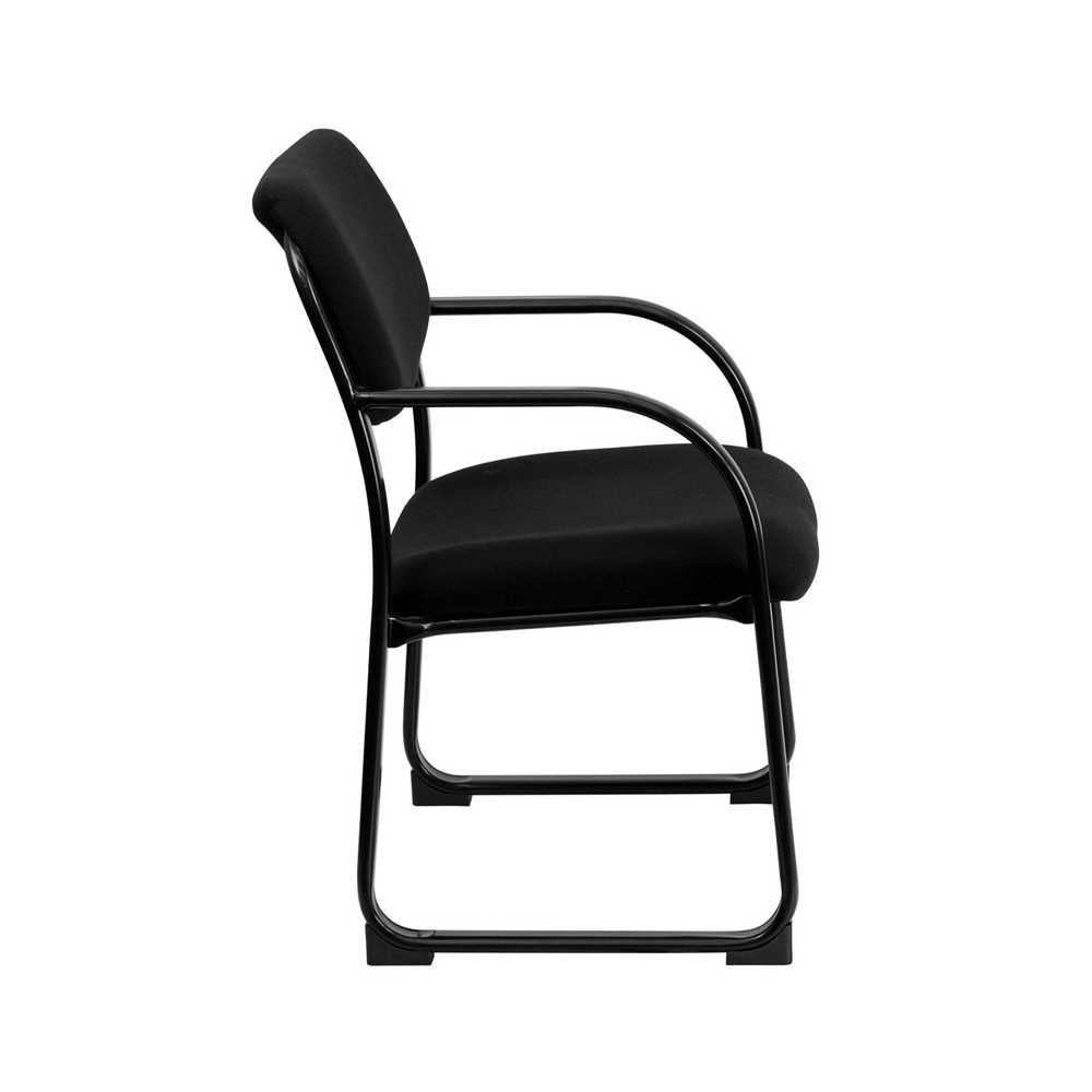 Black Fabric Executive Side Reception Chair with Sled Base