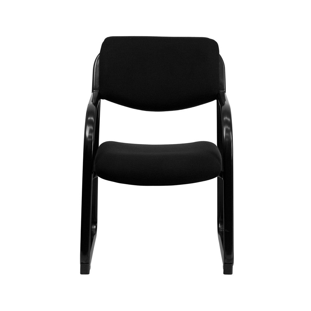 Black Fabric Executive Side Reception Chair with Sled Base
