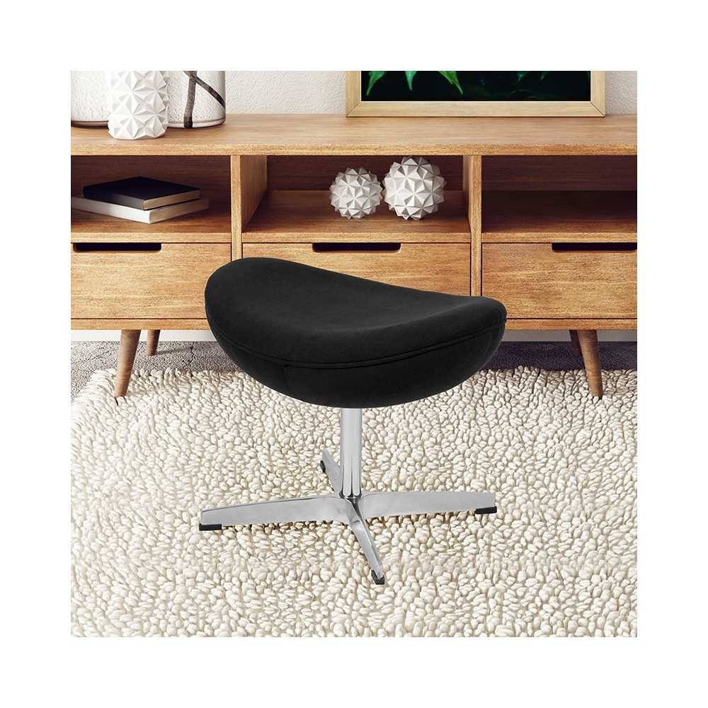 Black Fabric Saddle Wing Ottoman