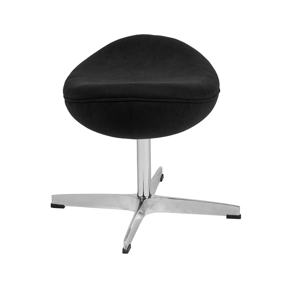 Black Fabric Saddle Wing Ottoman