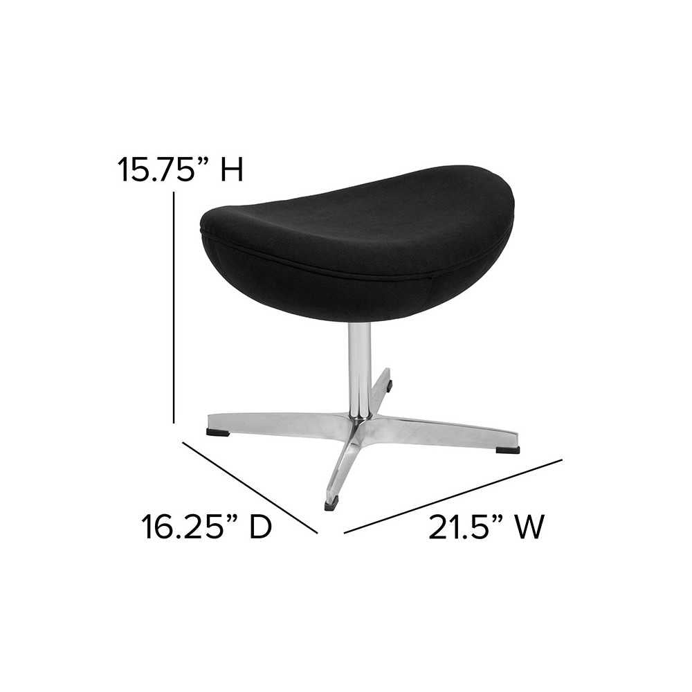 Black Fabric Saddle Wing Ottoman
