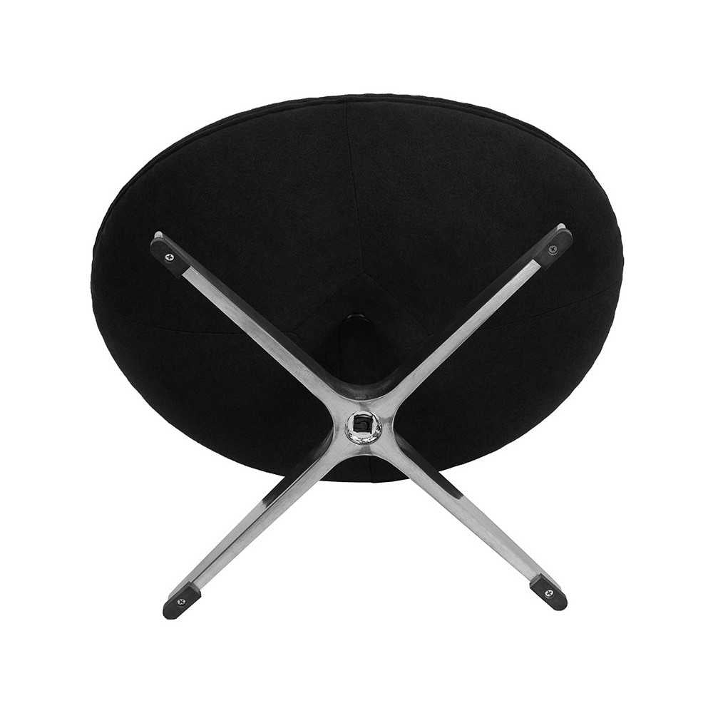 Black Fabric Saddle Wing Ottoman