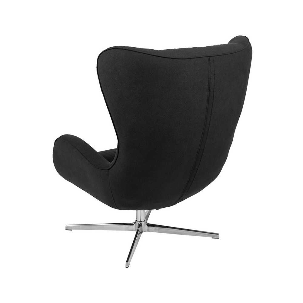 Black Fabric Swivel Wing Chair