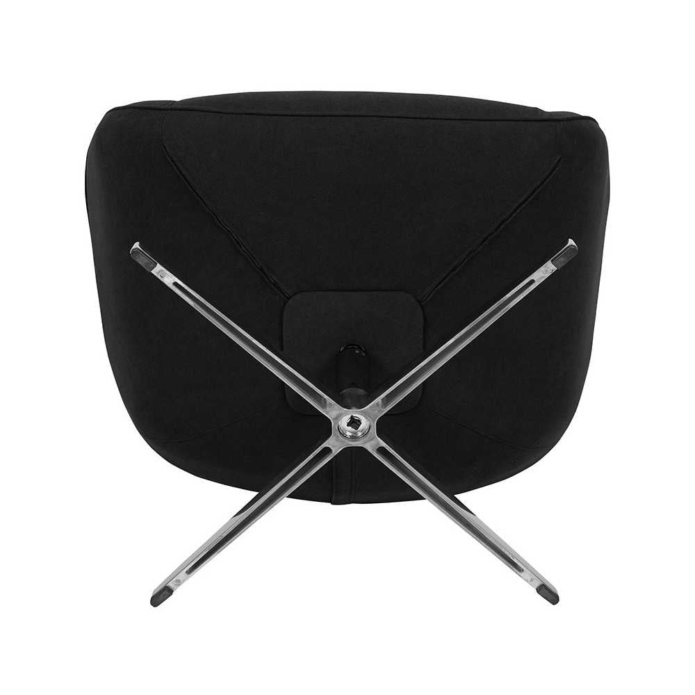 Black Fabric Swivel Wing Chair