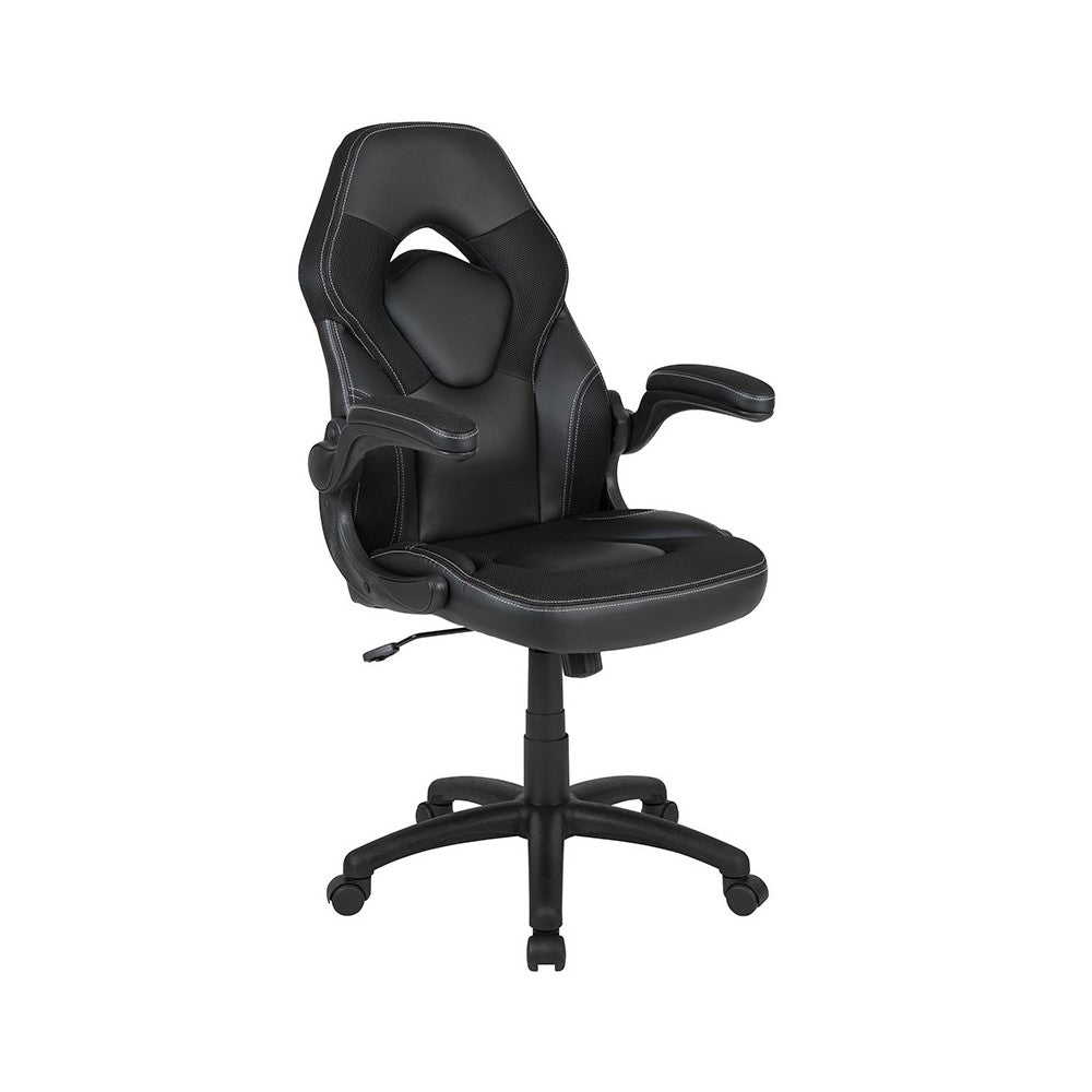 Black Gaming Desk and Black Racing Chair Set with Cup Holder, Headphone Hook, and Monitor/Smartphone Stand