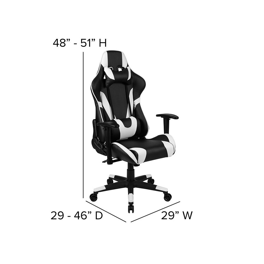 Black Gaming Desk and Black Reclining Gaming Chair Set with Cup Holder, Headphone Hook & 2 Wire Management Holes