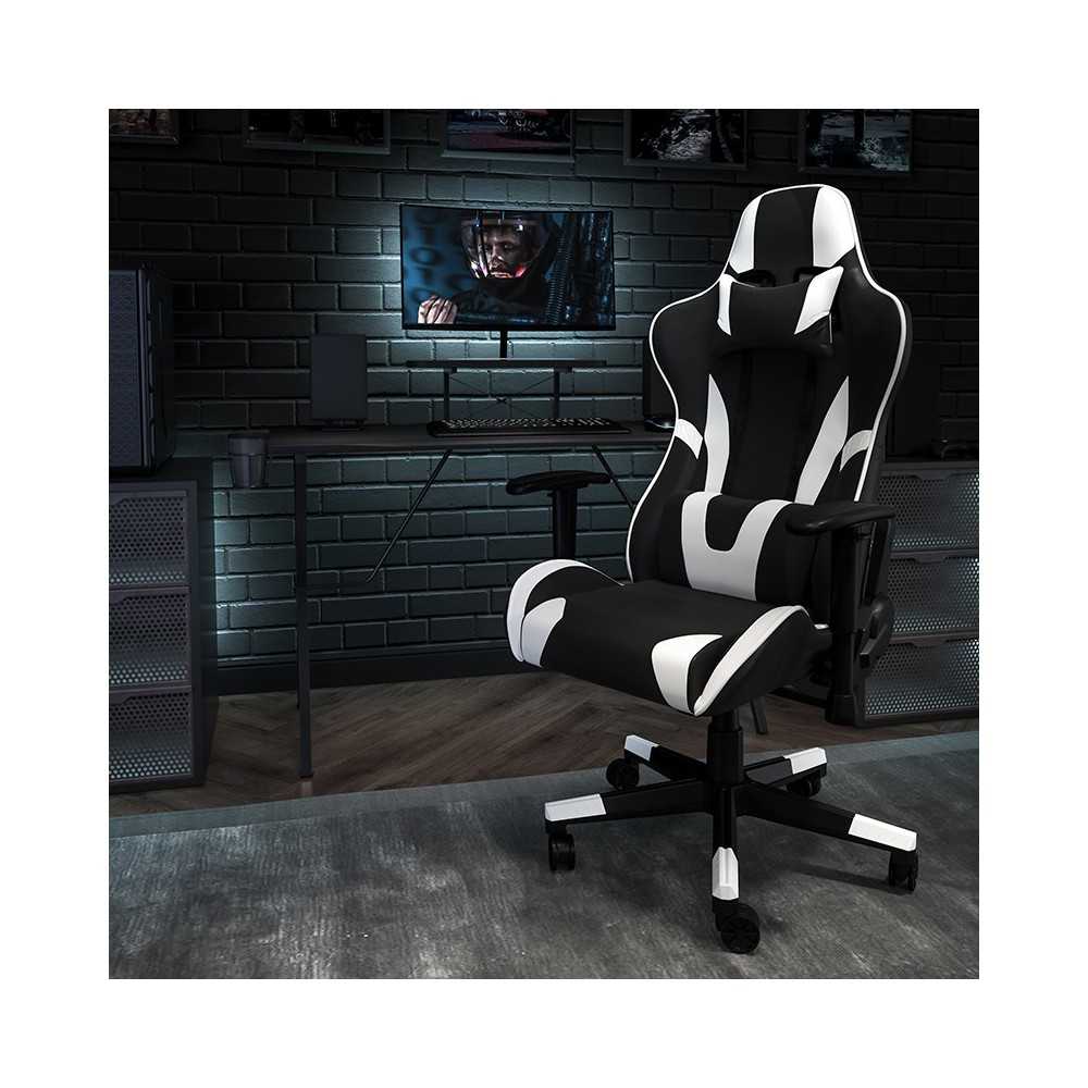 Black Gaming Desk and Black Reclining Gaming Chair Set with Cup Holder, Headphone Hook, and Monitor/Smartphone Stand