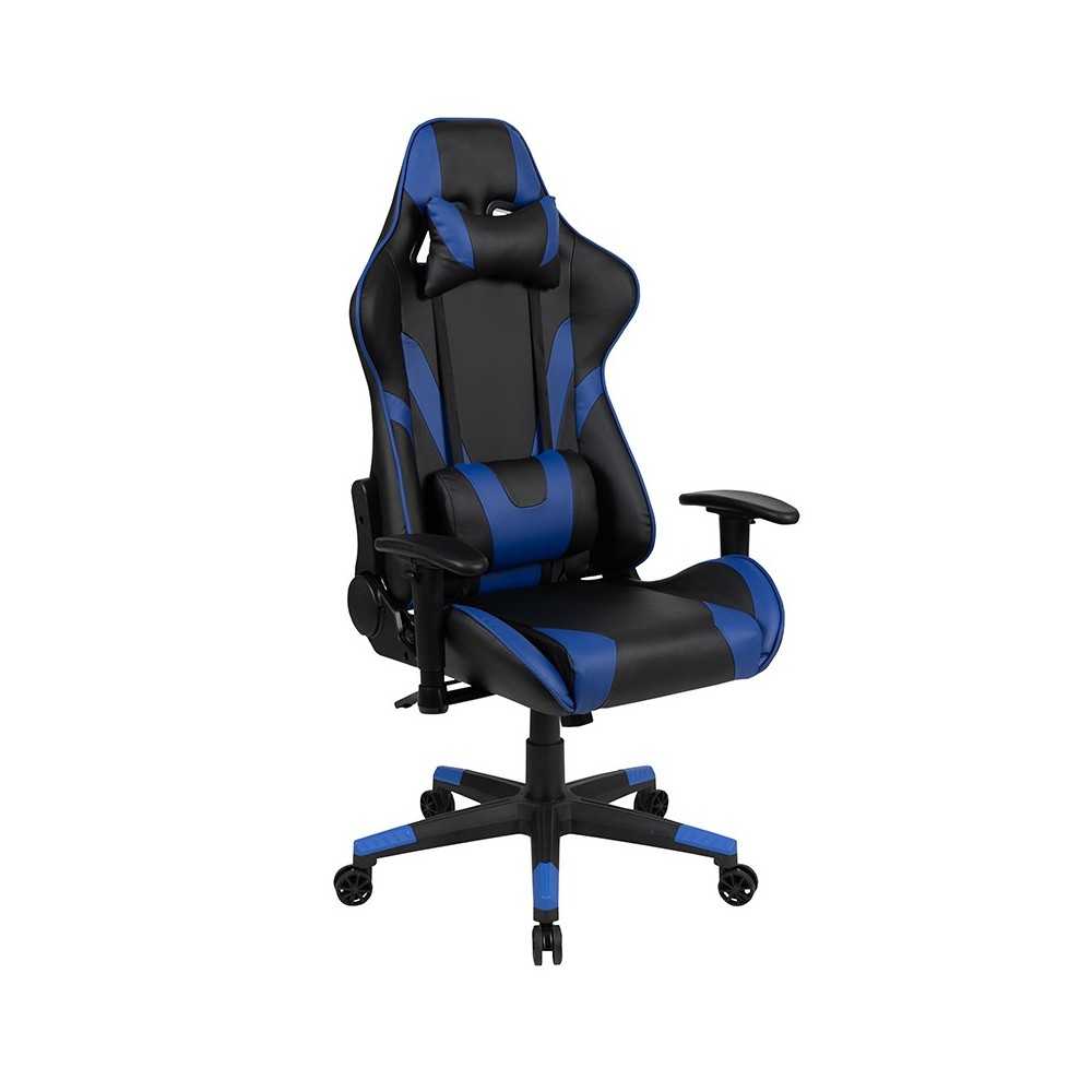 Black Gaming Desk and Blue Reclining Gaming Chair Set with Cup Holder, Headphone Hook, and Monitor/Smartphone Stand