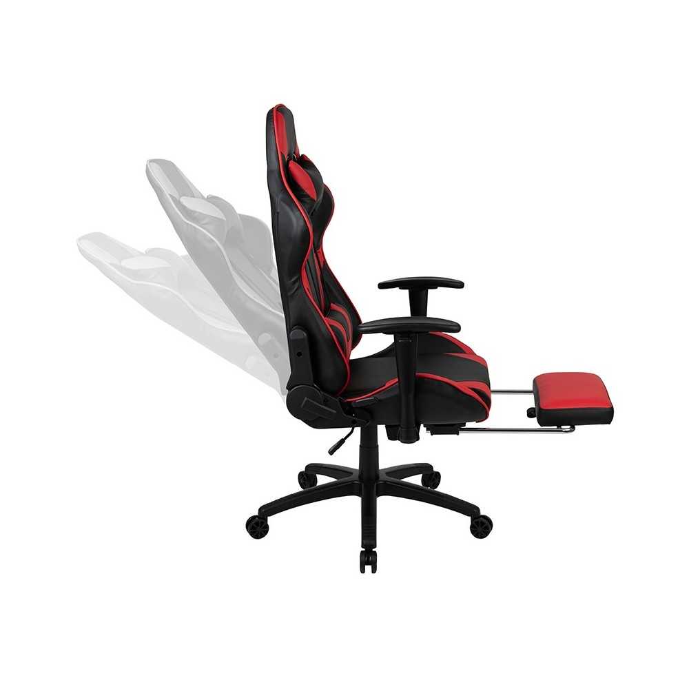 Black Gaming Desk and Red/Black Footrest Reclining Gaming Chair Set with Cup Holder, Headphone Hook & 2 Wire Management Holes