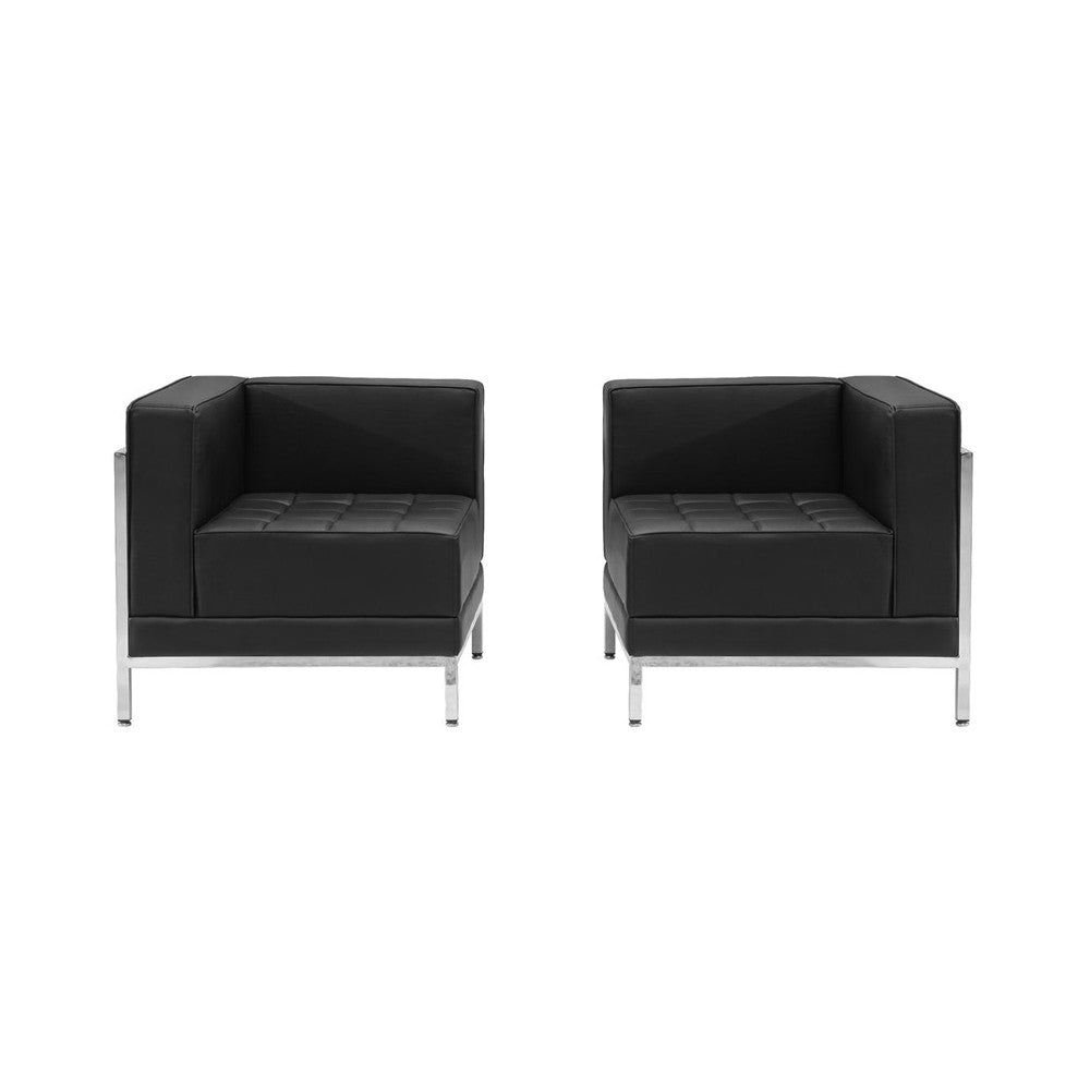 Black LeatherSoft 2 Piece Corner Chair Set