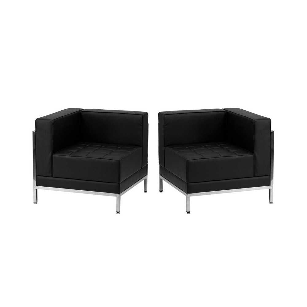 Black LeatherSoft 2 Piece Corner Chair Set