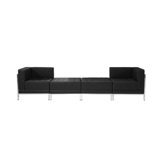 Black LeatherSoft 4 Piece Chair & Ottoman Set