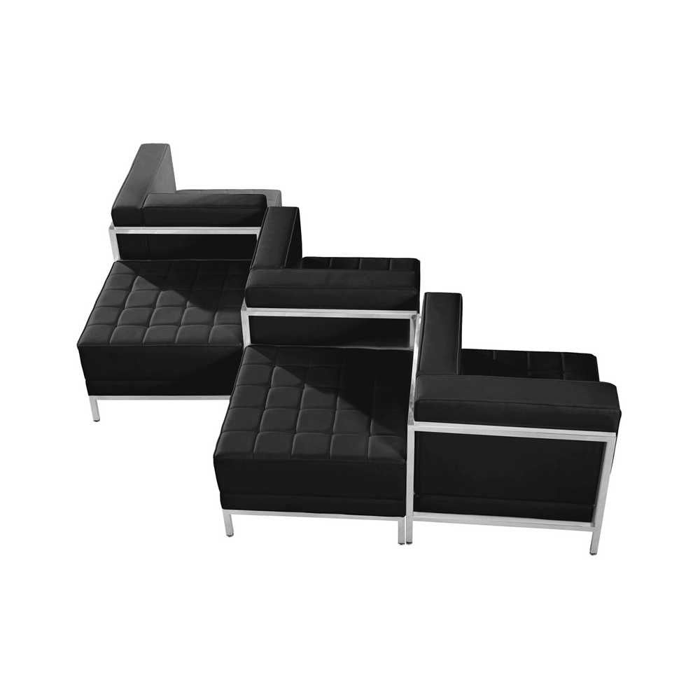 Black LeatherSoft 5 Piece Chair & Ottoman Set