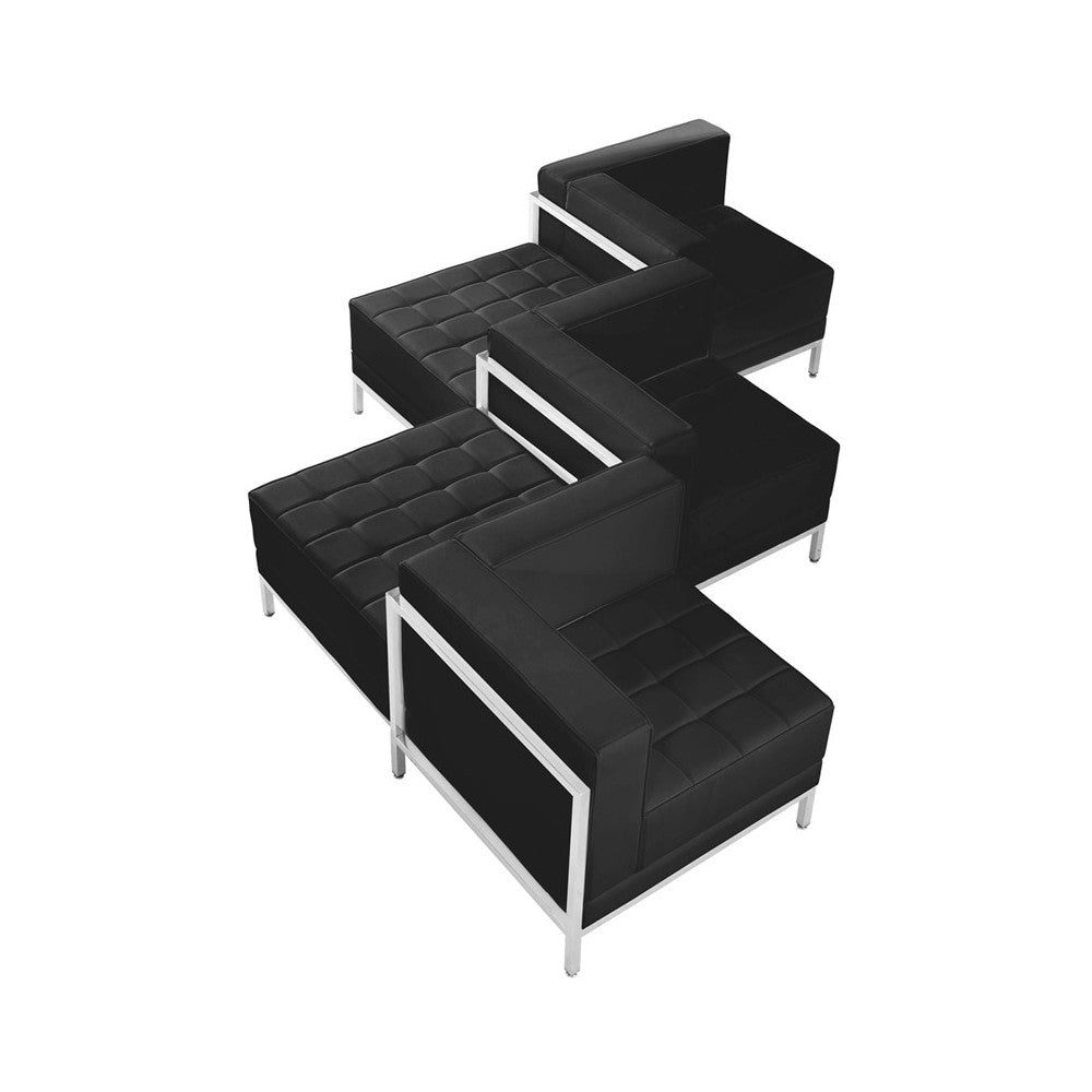 Black LeatherSoft 5 Piece Chair & Ottoman Set