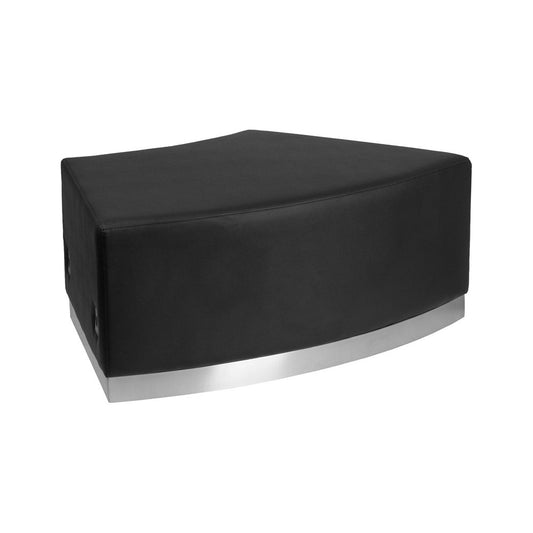 Black LeatherSoft Backless Convex Chair with Brushed Stainless Steel Base
